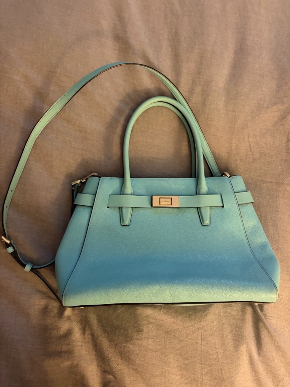 kate spade Light Teal Leather Satchel with Removable Strap